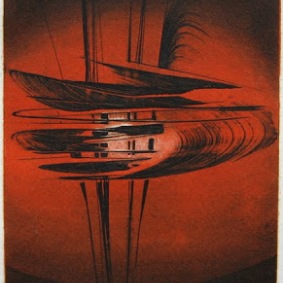 Albert Einstein: Mein Weltbild VII, 1975 (Terry Haass’s last etching, evoking the flight of a bird)